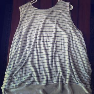 White and Blue Striped Tank with Sheer Underlay